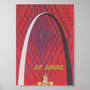 Póster Poster de Viajes de San Luis Gateway Arch Retro