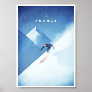 Póster Poster de Viajes de Ski France Vintage