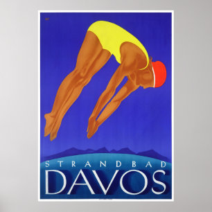 Póster Poster de viajes de Suiza Davos restaurado