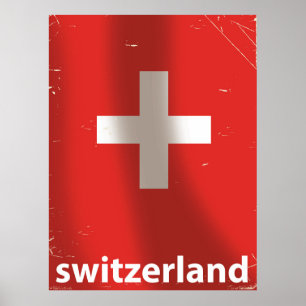 Póster Poster de viajes de Suiza Vintage