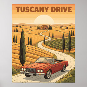 Póster Poster de Viajes de Toscana Drive Vintage