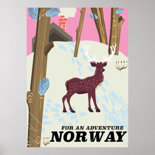 Póster Poster de viajes de venado de Noruega (Frente)