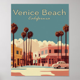 Póster Poster de Viajes de Venecia Beach Minimal Vintage