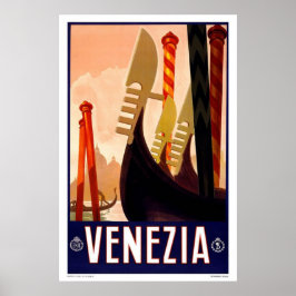 Póster Poster de Viajes de Venezia Gondola Vintage