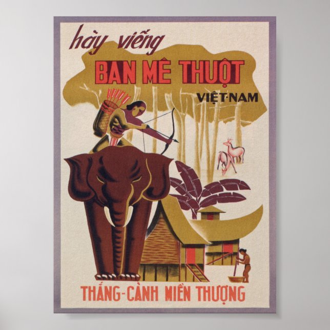 Póster Poster de Viajes de Vietnam Vintage (Frente)