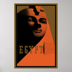 Póster Poster de Viajes de Vintage con Sphinx, Egipto, Áf