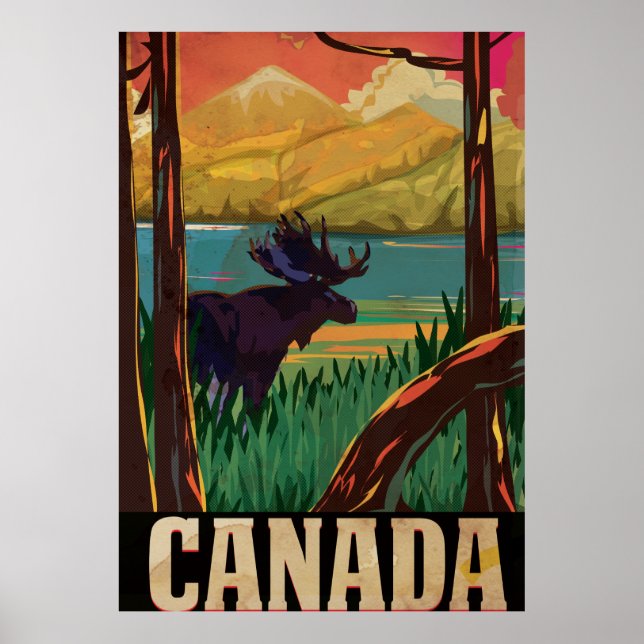 Póster Poster de viajes de vintage de Canadá (Frente)