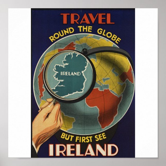 Póster Poster de viajes de vintage de Irlanda (Frente)