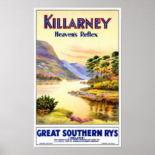 Póster Poster de viajes de vintage de Irlanda restaurado