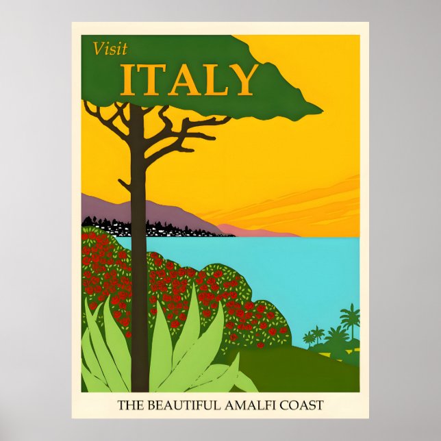 Póster Poster de Viajes de Vintage de Italia (Frente)
