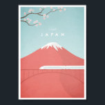 Póster Poster de Viajes de Vintage de Japón<br><div class="desc">Afiche de viaje de estilo vintage del Monte Fuji,  Japón con el icónico tren bala en primer plano. El texto dice Visitar Japón. Ilustracion original de Henry Rivers para Travel Poster Co.,  dibujado a mano y digitalizado.</div>