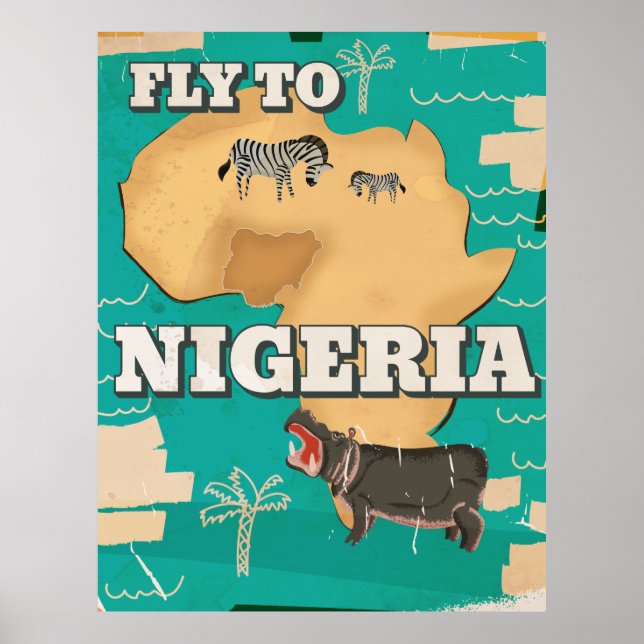 Póster Poster de Viajes de Vintage de Nigeria (Frente)