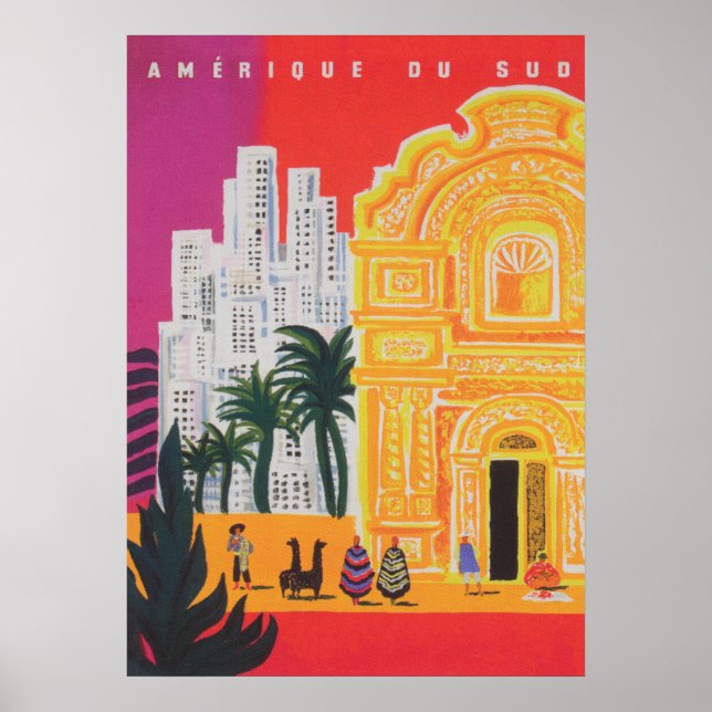 Póster Poster de Viajes de Vintage de Sudamérica (Frente)