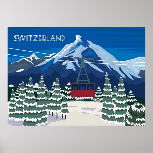 Póster Poster de Viajes de Vintage de Suiza (Frente)