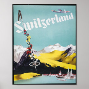 Póster Poster de Viajes de Vintage de Suiza