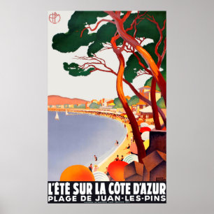 Póster Poster de Viajes de Vintage France Cote dazure