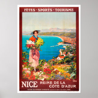 Póster Poster de Viajes de Vintage - Francia Nice Cote d'