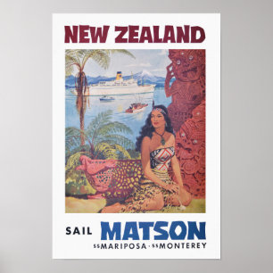 Póster Poster de Viajes de Vintage Francia - Nueva Zeland