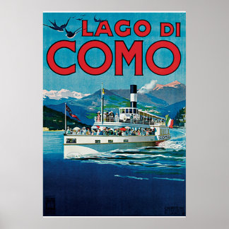 Póster Poster de viajes de vintage Lago Di Como