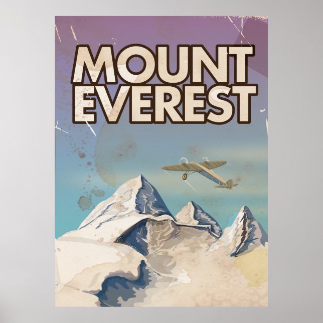 Póster Poster de Viajes del Monte Everest Vintage (Frente)
