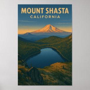 Póster Poster de Viajes del Monte Shasta Vintage - Cali d