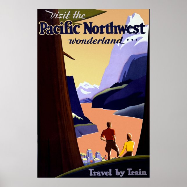 Póster Poster de Viajes del Pacífico Noroeste (Frente)