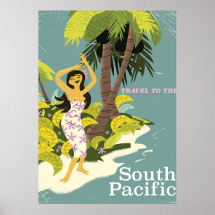 Póster Poster de viajes del Pacífico Sur