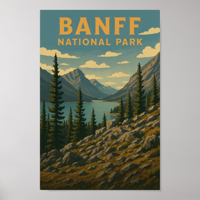 Póster Poster de Viajes del Parque Nacional Banff (Frente)