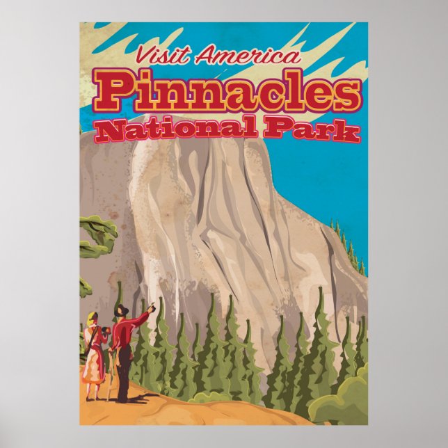 Póster Poster de Viajes del Parque Nacional Pinnacles. (Frente)