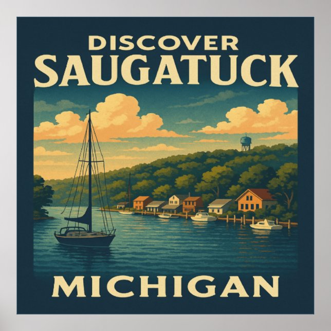 Póster Poster de Viajes para Viajes de Saugatuck Michigan (Frente)