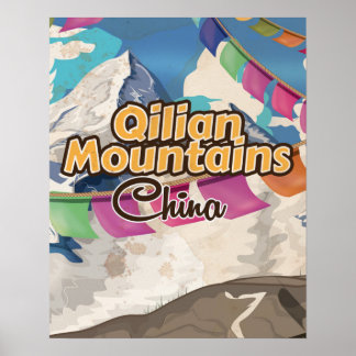 Póster Poster de viajes por la montaña Qilian en China