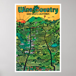 Póster Poster de viajes por vintage en el valle de Napa