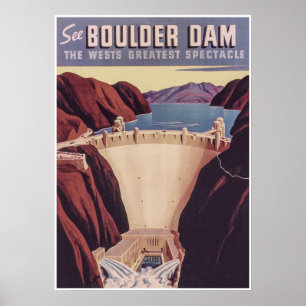 Póster Poster de viajes retro vintage de Boulder Dam
