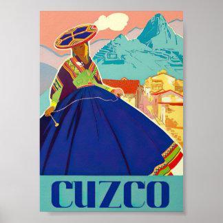 Póster Poster de Viajes Retro Vintage de Cuzco Perú