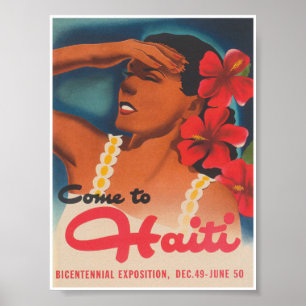 Póster Poster de viajes retro vintage de Haití
