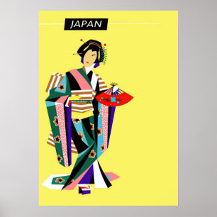 Póster Poster de viajes retro vintage de Japón