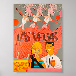 Póster Poster de viajes retro vintage de Las Vegas
