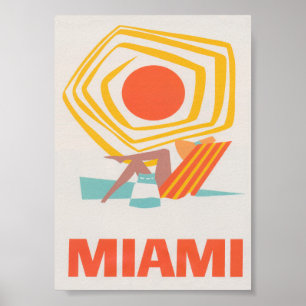 Póster Poster de viajes retro vintage de Miami Florida