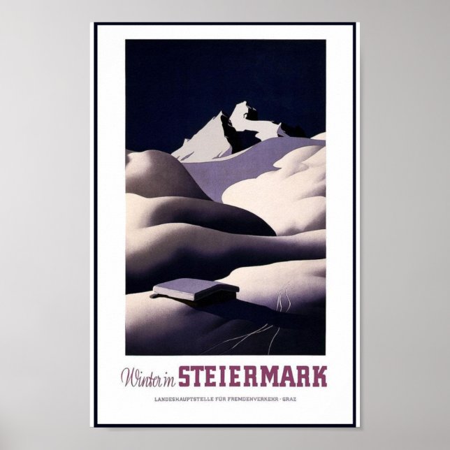 Póster Poster de Viajes Steiermark Alpine Mountain Vintag (Frente)