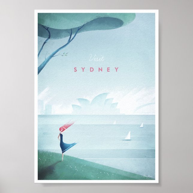 Póster Poster de viajes Sydney Vintage (Frente)
