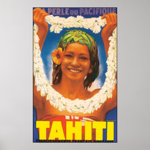 Póster Poster de Viajes Tahití Vintage