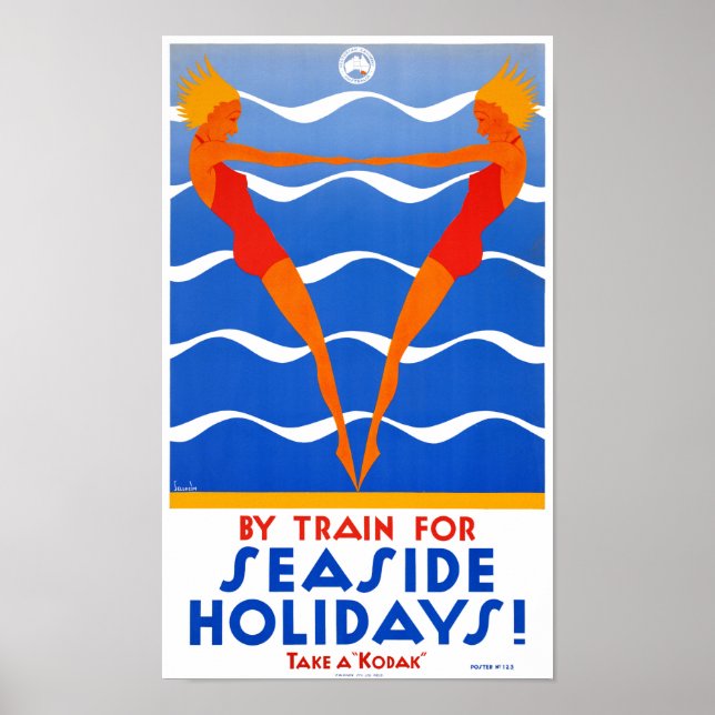 Póster Poster de viajes vacacional de la costa de Austral (Frente)