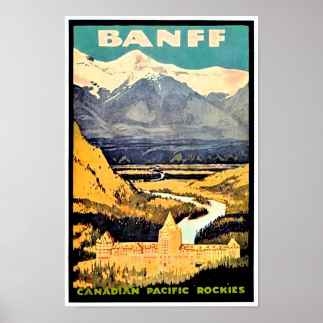 Póster Poster de Viajes Vintage Banff Rockies Canadienses (Frente)