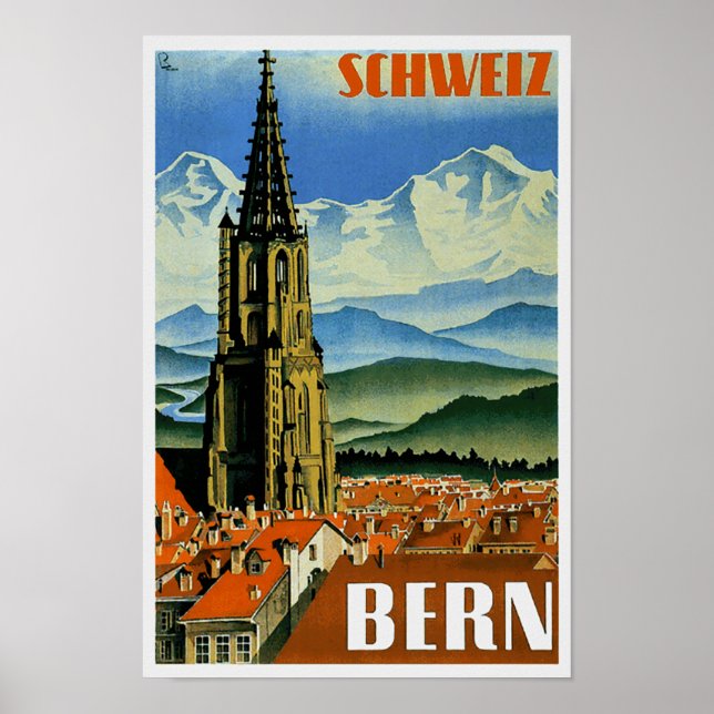 Póster Poster de Viajes Vintage Bern Suiza (Frente)