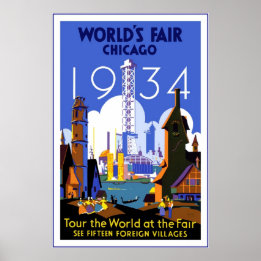 Póster Poster de Viajes Vintage Chicago World Fair 3 1934