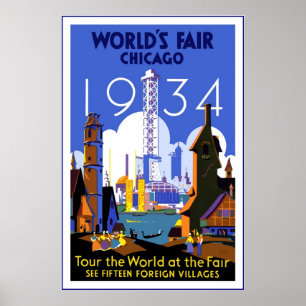 Póster Poster de Viajes Vintage Chicago World Fair 3 1934