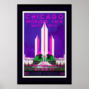 Póster Poster de Viajes Vintage Chicago Worlds Fair Recol