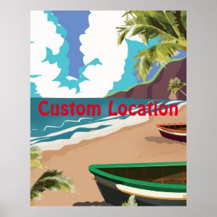 Póster Poster de Viajes Vintage con ubicación Personaliza