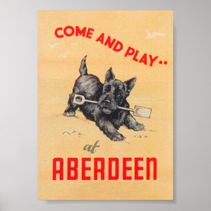 Póster Poster de Viajes Vintage de Aberdeen Scotland