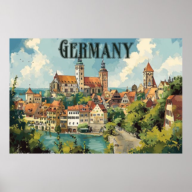 Póster Poster de viajes vintage de Alemania (Frente)